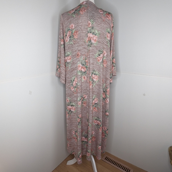Torrid NWT long cardigan sweater floral kimono 3/4 sleeve 3X light brown orange - Picture 5 of 13